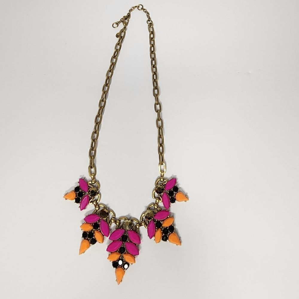 VINTAGE J CREW TUTTI FRUTTI GOLD TONE BIB NECKLACE